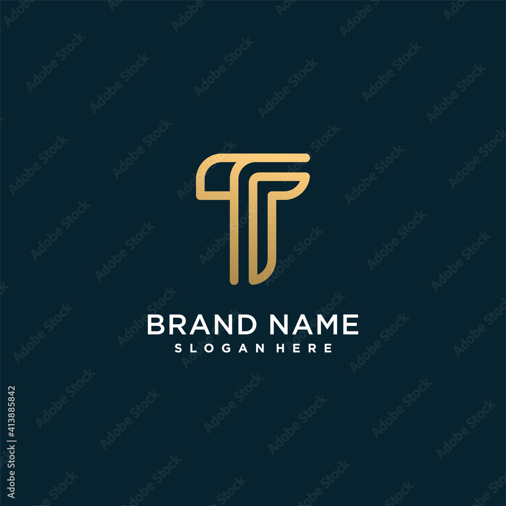 letter T logo with golden creative concept for company or person Premium Vector part 3 letter T logo with golden creative concept for company or person Premium Vector part 3