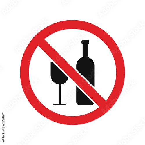 No alcohol sign icon isolated on white background.