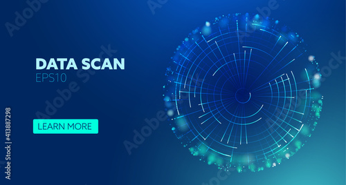 Protect secure radar technology background. Data secure. Cyber scanner. Firewall technology