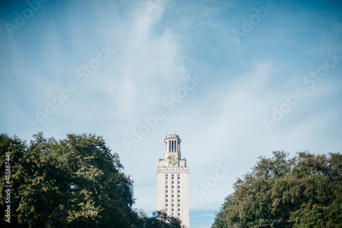 Low angle view of university of Texas against sky photo