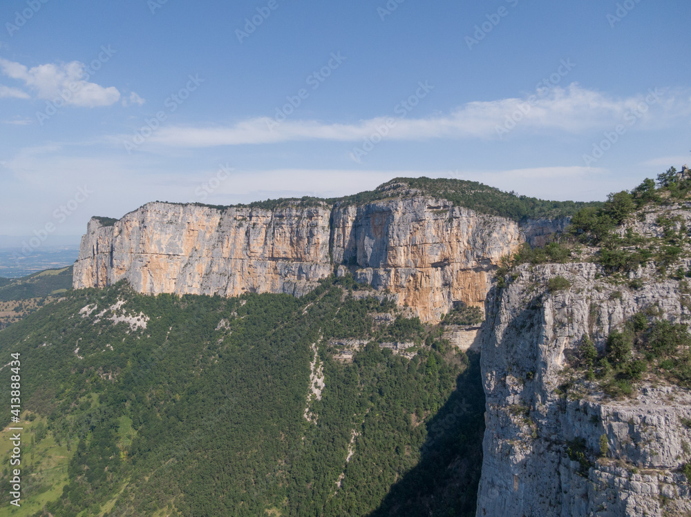 Panoramic view of the cliffs of Presles, Vercors, France