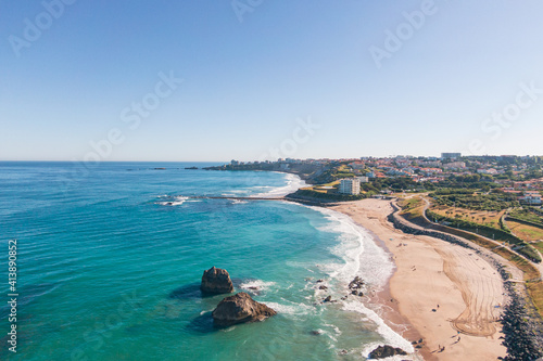 Drone shot, Milady beach , Biarritz, Basque country, France