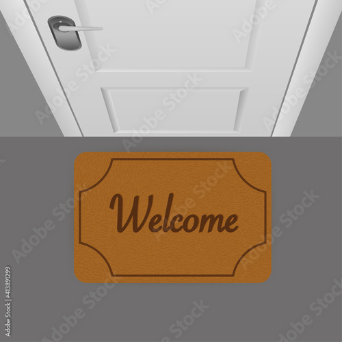 Welcome rug, great design for any purposes. Cartoon icon. Vector, isolated. Vector sign. Welcome home.