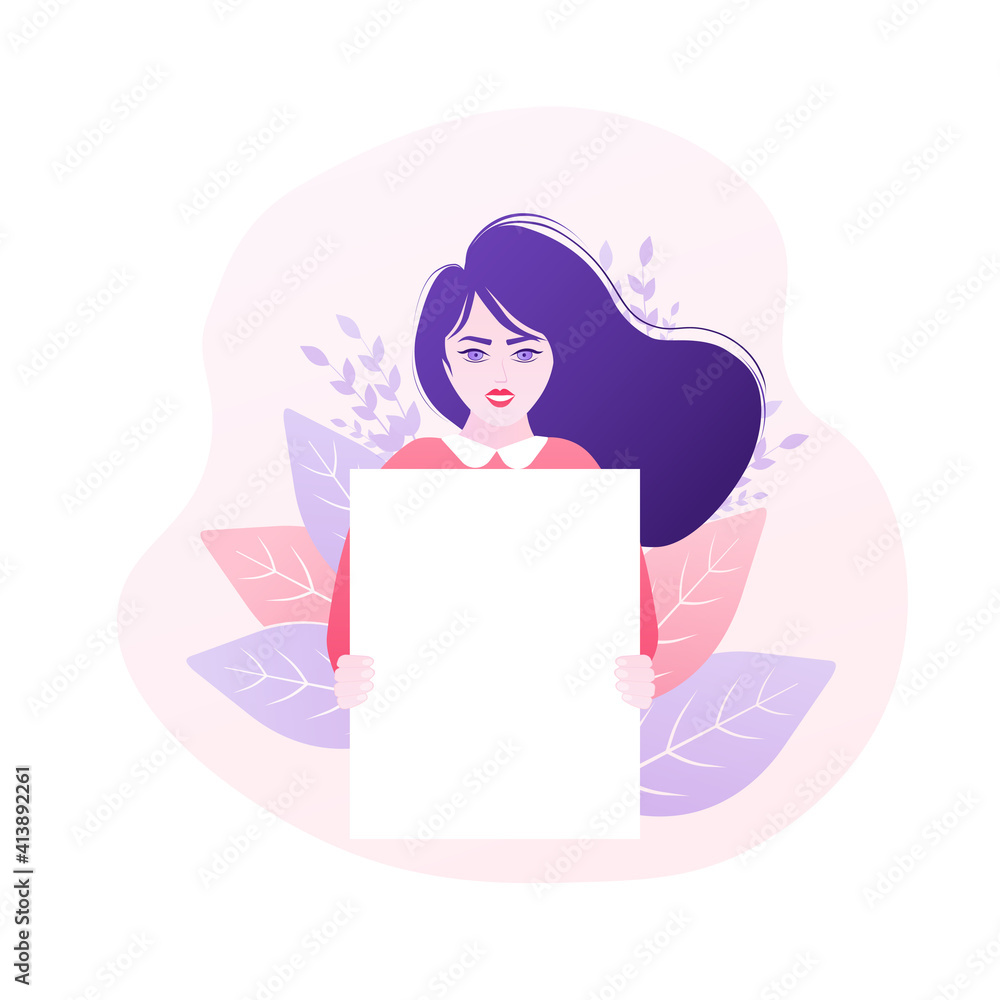 Women holding placard, great design for any purposes. Vector character illustration. Flat cartoon vector illustration. Women holding placard, great design for any purposes. Vector character illustration. Flat cartoon vector illustration.