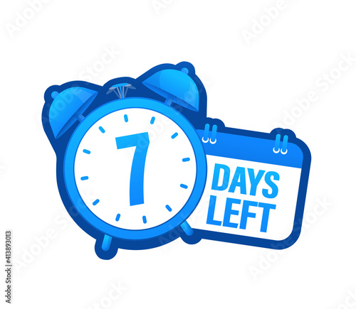 7 days to go in modern style. Special offer badge. Web design. Sale tag. Vector illustration.