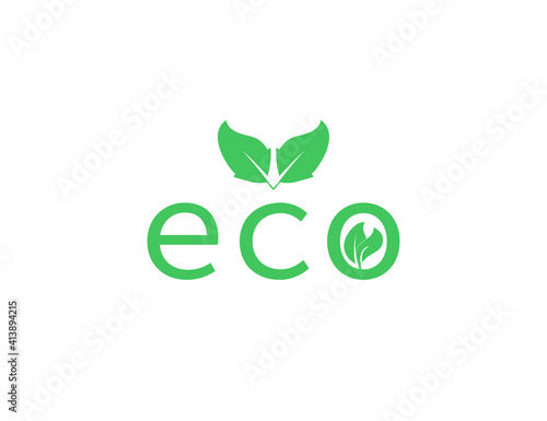 Green leaf, Eco icon on white background. Vector illustration.
