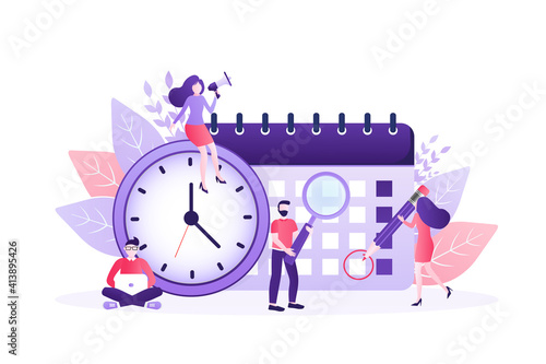 Flat time management for report design. Isometric vector illustration. Time management. Flat vector illustration. Organize agenda.