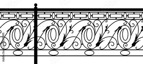 Cast iron fence. Seamless pattern.
