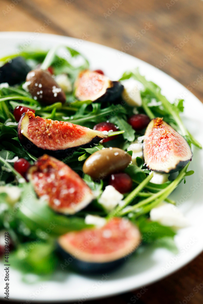 Close-up of salad served in plate on table Close-up of salad served in plate on table