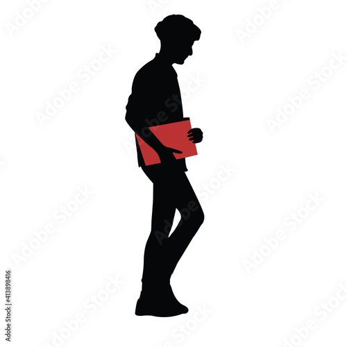 a teenager school boy body, silhouette vector
