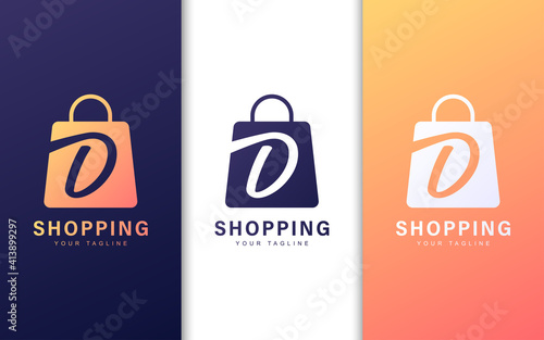 Letter D logo in a shopping bag with a modern concept