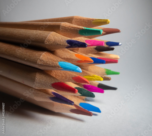 Macro photography of colored pencils