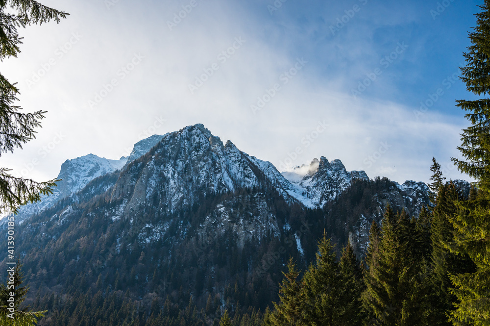 Romanian Bucegi mountains in winter