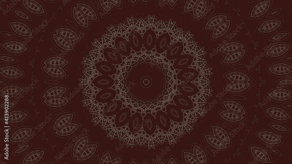 Brown abstract line art ornament on dark background