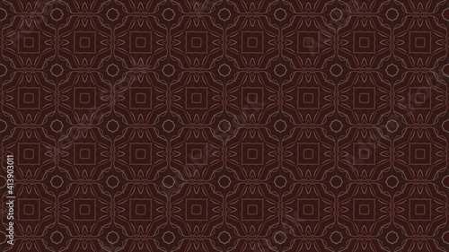 Brown abstract line art ornament on dark background