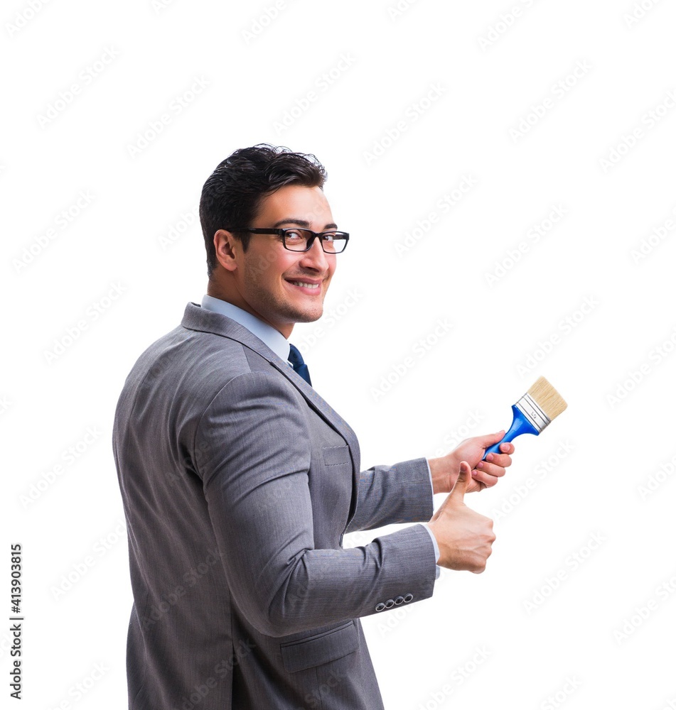 Businessman painter isolated on white background Businessman painter isolated on white background
