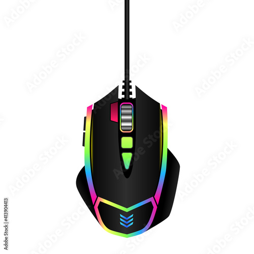 Realistic colorful computer game mouse.