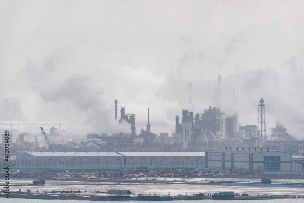Industrial emissions from refinery in South Korea Industrial emissions from refinery in South Korea