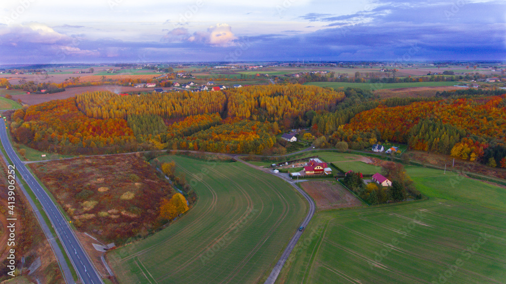 Polska - jesień  na wsi by dron