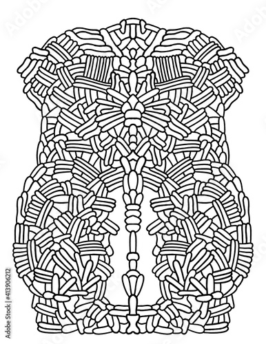 Abstract black and white coloring illustration - fancy symmetrical mosaic photo