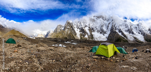 Camp Gore 2 on the Baltoro Glacier, way to Concordia Camp, Karakoram mountains, Pakistan