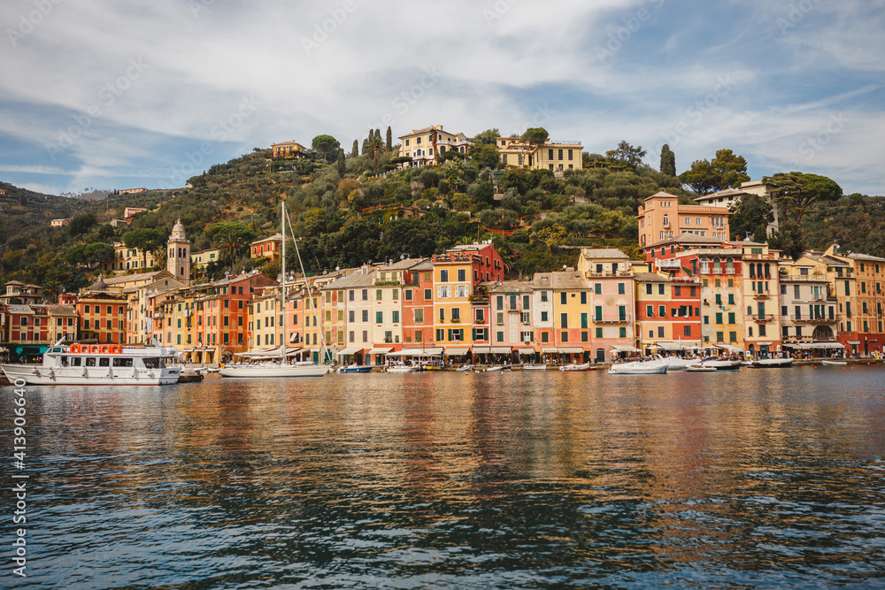looking onto the port in Portofino, Italy looking onto the port in Portofino, Italy