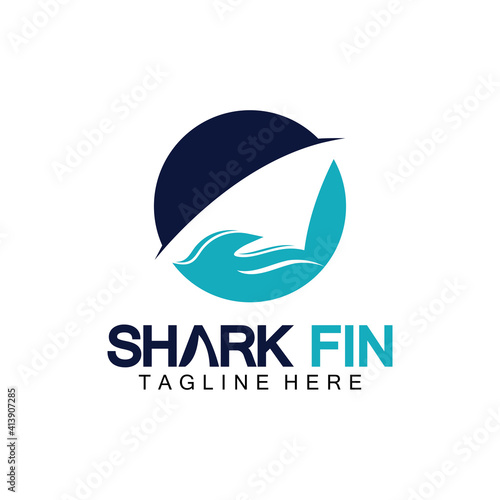 Shark fin logo vector illustration design template.Shark Logo Template-Vector illustration