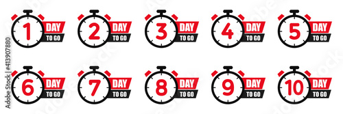 Set days icons to go last countdown icon. Days go sale price offer promo deal timer, day only – vector
