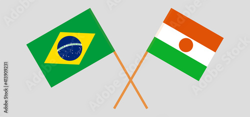 Crossed flags of Brazil and the Niger photo