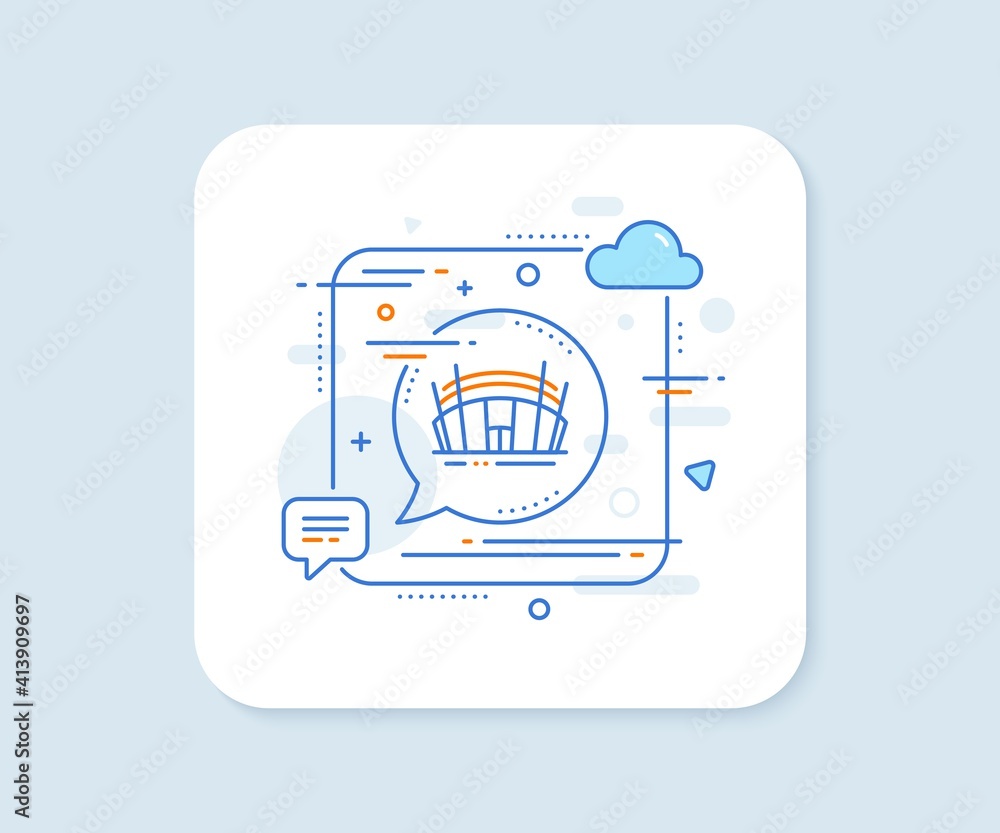 Arena stadium line icon. Abstract square vector button. Sport complex sign. Championship building symbol. Arena stadium line icon. Speech bubble concept. Vector Arena stadium line icon. Abstract square vector button. Sport complex sign. Championship building symbol. Arena stadium line icon. Speech bubble concept. Vector