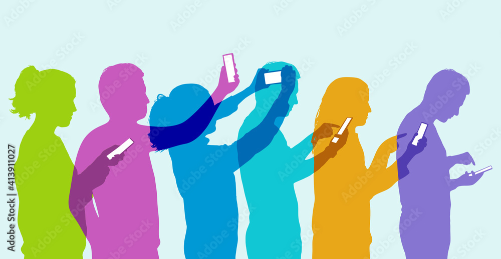 concept illustration of smartphone social media relationship A