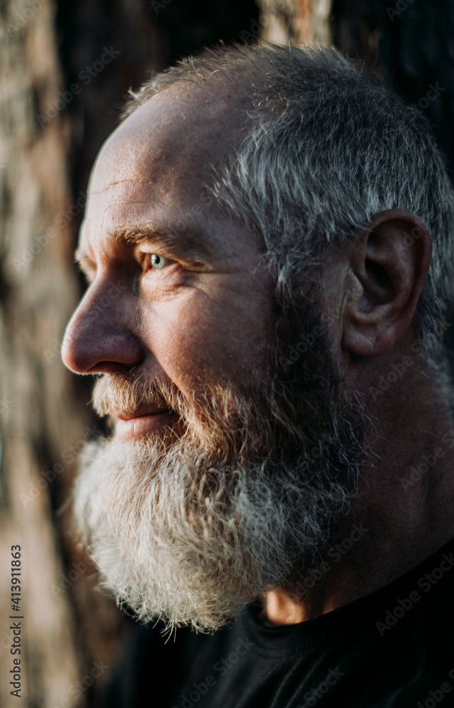 A portrait of a retired man with a gray beard and twinkle in his eye A portrait of a retired man with a gray beard and twinkle in his eye
