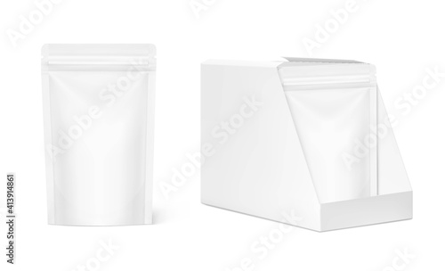 Show box blank mockup with set of  daypack packaging in the  food, cosmetic and hygiene. Vector illustration on white background. Ready for your design. EPS10.