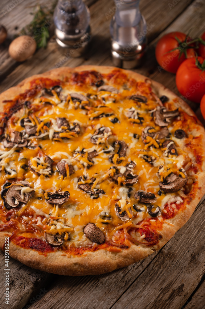 Pizza Italian Vertical Frame Wooden Background Cheese Olives Tomatoes Ingredients Background Pizza Italian Vertical Frame Wooden Background Cheese Olives Tomatoes Ingredients Background