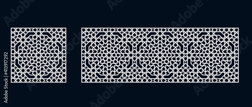 Set of templates of Islamic pattern for laser cutting or paper cut. Vector illustration.