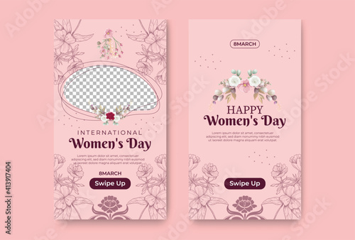 International women's day social stories collection, Happy Women's Day, Social media post templates for international women's day