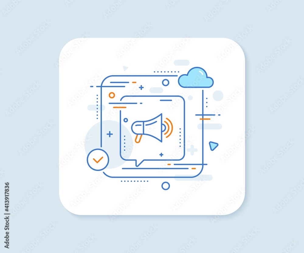 Megaphone line icon. Abstract vector button. Advertisement device symbol. Communication sign. Megaphone line icon. Speech bubble concept. Vector Megaphone line icon. Abstract vector button. Advertisement device symbol. Communication sign. Megaphone line icon. Speech bubble concept. Vector