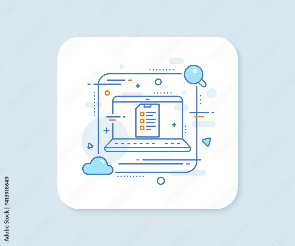 Checklist Document line icon. Abstract vector button. Information File sign. Paper page concept symbol. Checklist line icon. Laptop concept badge. Vector Checklist Document line icon. Abstract vector button. Information File sign. Paper page concept symbol. Checklist line icon. Laptop concept badge. Vector