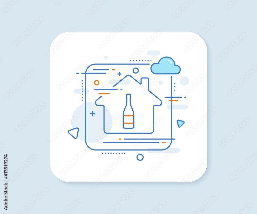Champagne bottle line icon. Abstract vector button. Anniversary alcohol sign. Celebration event drink. Champagne bottle line icon. Home concept badge. Vector Champagne bottle line icon. Abstract vector button. Anniversary alcohol sign. Celebration event drink. Champagne bottle line icon. Home concept badge. Vector