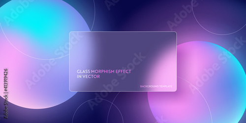 Colorful fluid gradient background with glass morphism. Vector template futuristic trendy design Banner photo