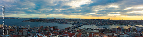 Panoramic view of Istanbul at sunset from Galata Tower