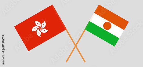 Crossed flags of Hong Kong and the Niger