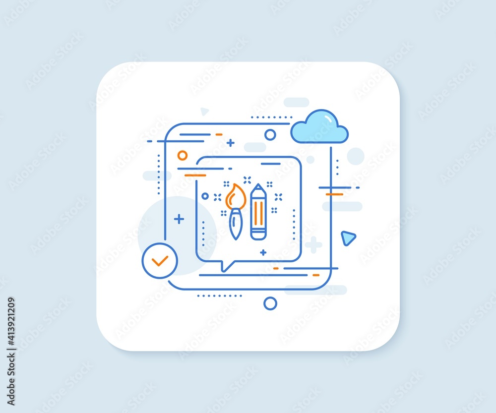 Creativity line icon. Abstract vector button. Graphic art sign. Brush and pencil symbol. Creativity line icon. Speech bubble concept. Vector Creativity line icon. Abstract vector button. Graphic art sign. Brush and pencil symbol. Creativity line icon. Speech bubble concept. Vector