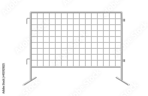 Urban portable steel barrier. Realistic 3d barrier fence on white background