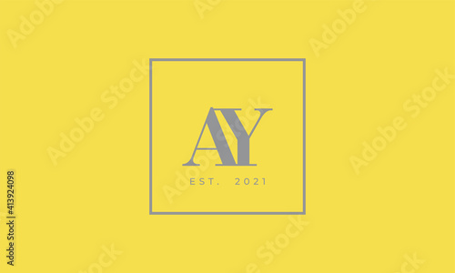 Pantone 2021 Ultimate Gray logotype monogram alphabet characters Illuminating backgound
