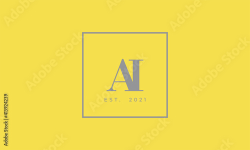 Pantone 2021 Ultimate Gray logotype monogram alphabet characters Illuminating backgound