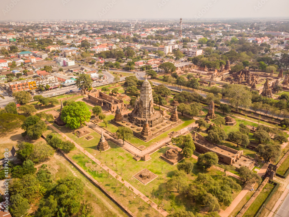 Aerial view of Wat Ratchaburana buddhist temple, Phra Nakhon Si Ayutthaya, Thailand. Aerial view of Wat Ratchaburana buddhist temple, Phra Nakhon Si Ayutthaya, Thailand.