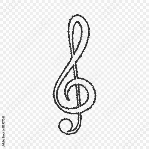 Treble clef. A musical element from the line. Grunge. vector design element, icon.
