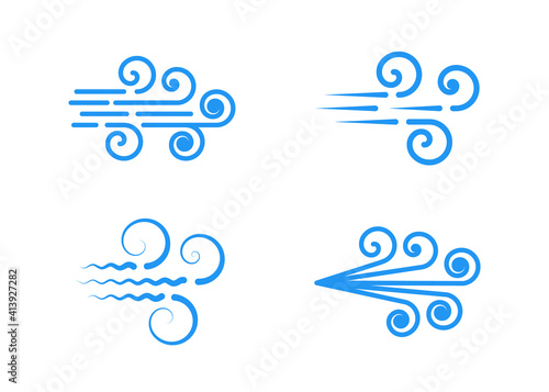 Wind from the lines. A set. Concept icon. The breeze is blowing. Vector illustration.