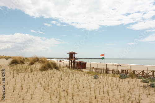 Coastal dunes at the beach, Islantilla, Andalusia, Spain